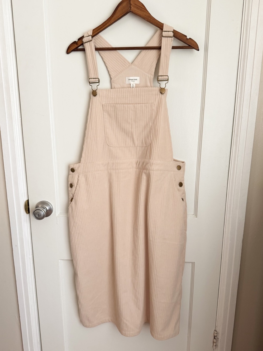 orange creek Cream Corduroy Midi Overall Dress